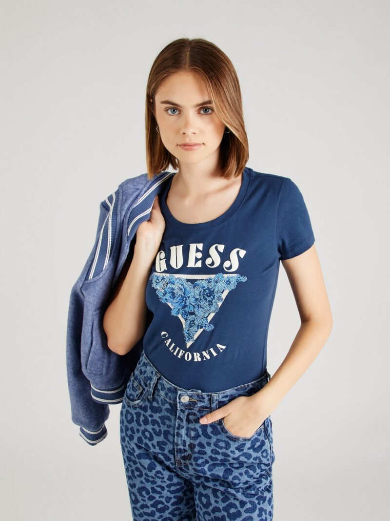 GUESS Tricou  albastru deschis / albastru închis / alb