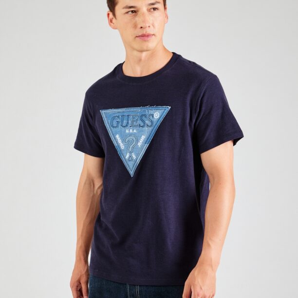 GUESS Tricou  albastru marin / albastru denim / alb