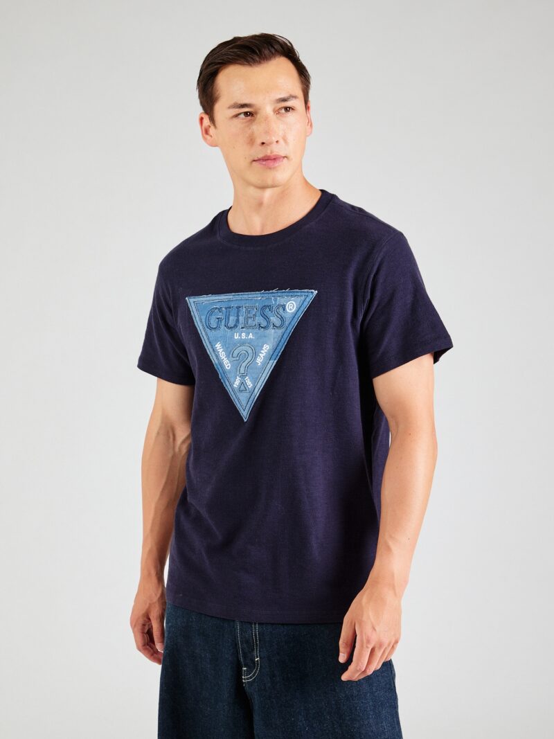 GUESS Tricou  albastru marin / albastru denim / alb