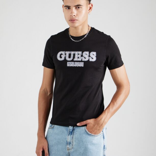 GUESS Tricou  albastru porumbel / roz / negru