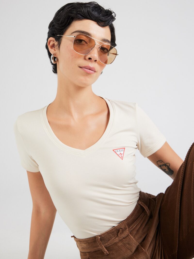 GUESS Tricou  bej deschis / roșu / alb