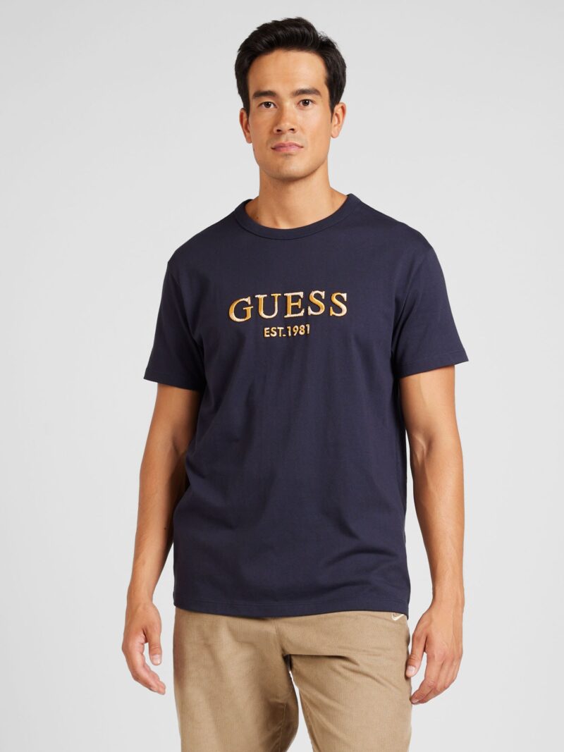 GUESS Tricou  bleumarin / galben curry