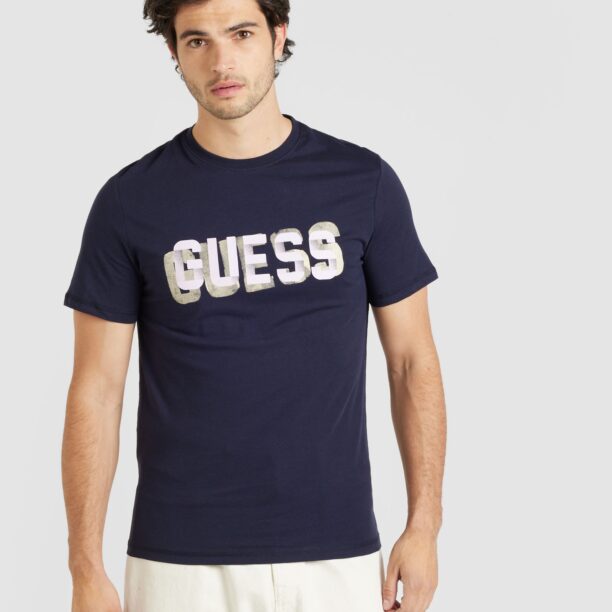 GUESS Tricou  bleumarin / grej / alb preţ