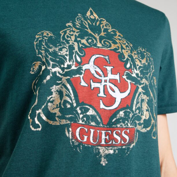 Preţ GUESS Tricou  galben deschis / verde smarald / roșu / alb murdar