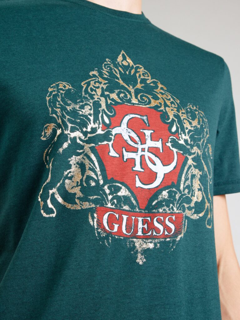 Preţ GUESS Tricou  galben deschis / verde smarald / roșu / alb murdar