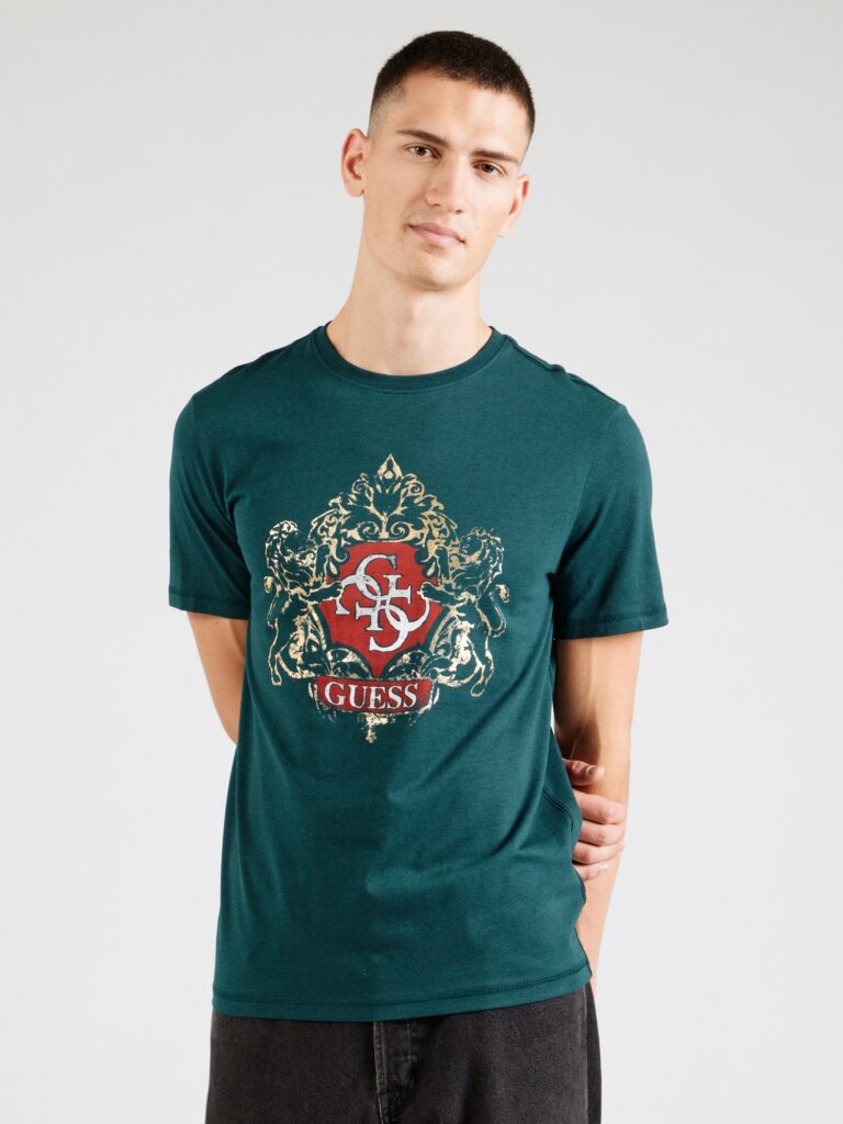 GUESS Tricou  galben deschis / verde smarald / roșu / alb murdar