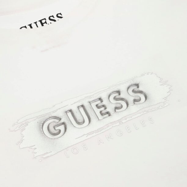 Original GUESS Tricou  gri argintiu / alb