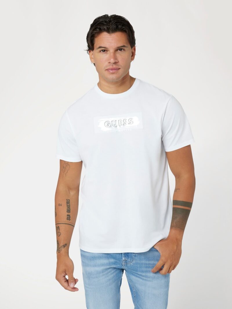 GUESS Tricou  gri argintiu / alb