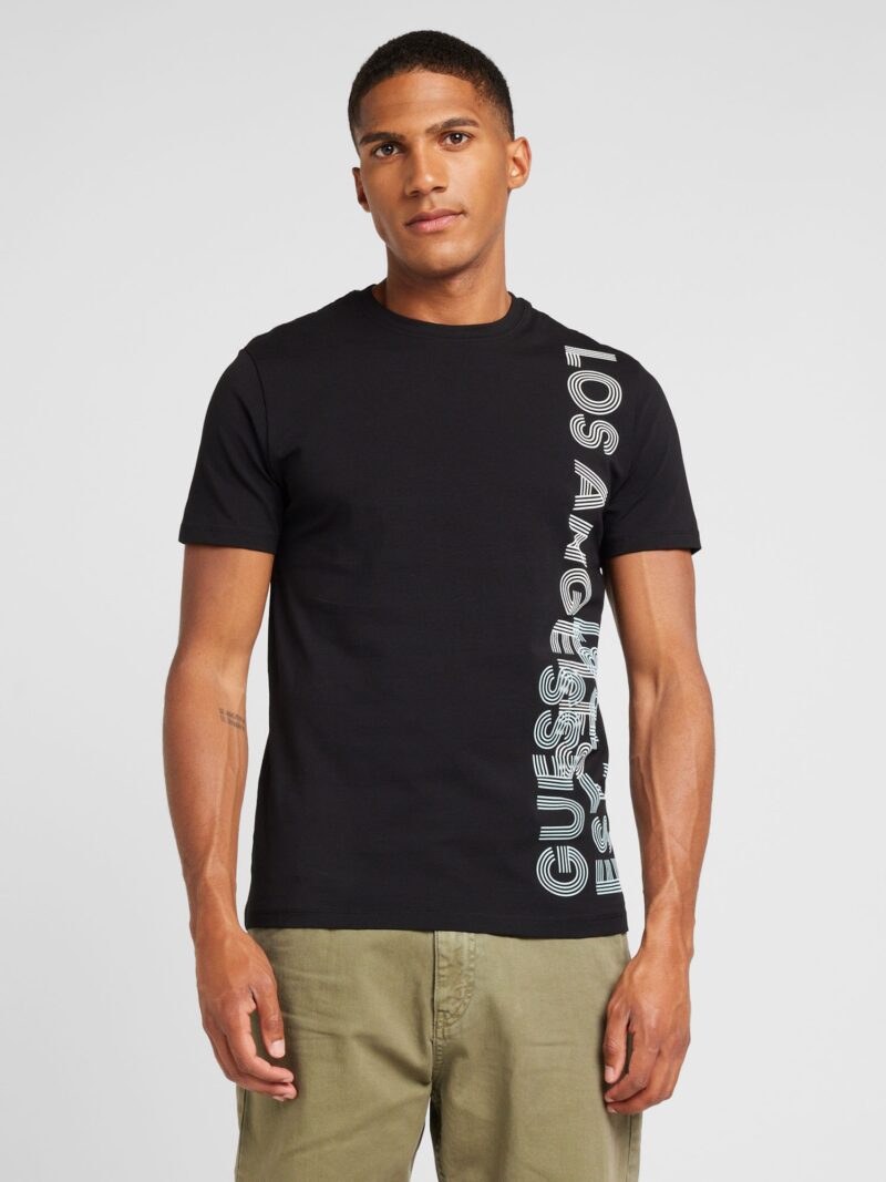 GUESS Tricou  negru / alb