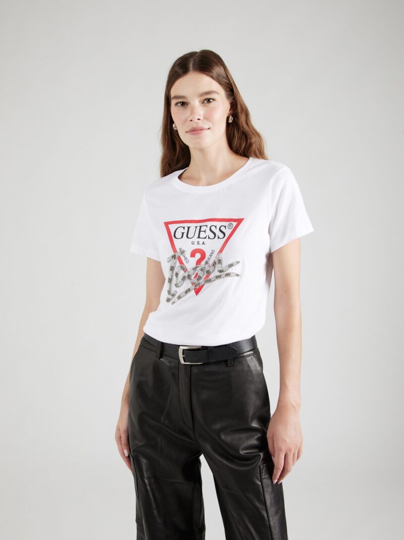 GUESS Tricou  roșu / negru / alb