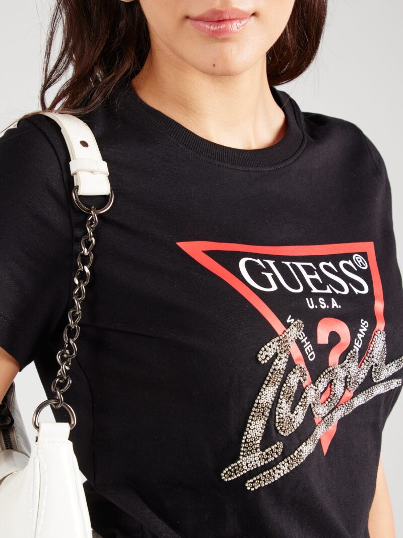 Preţ GUESS Tricou  roșu / negru / argintiu / alb