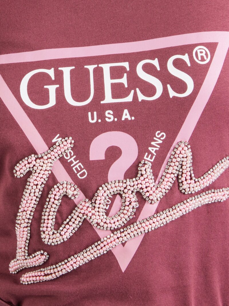 Preţ GUESS Tricou  roz / roșu burgundy / argintiu / alb