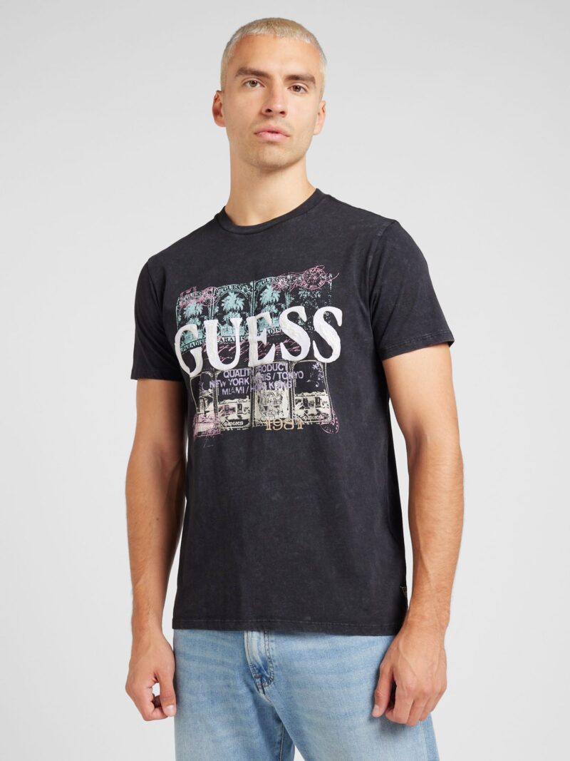 GUESS Tricou  turcoaz / roz / negru / alb