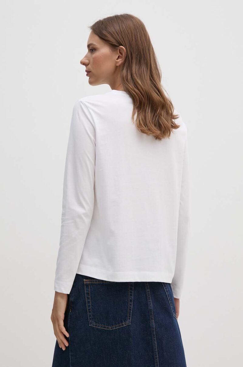 Gant longsleeve din bumbac culoarea alb preţ