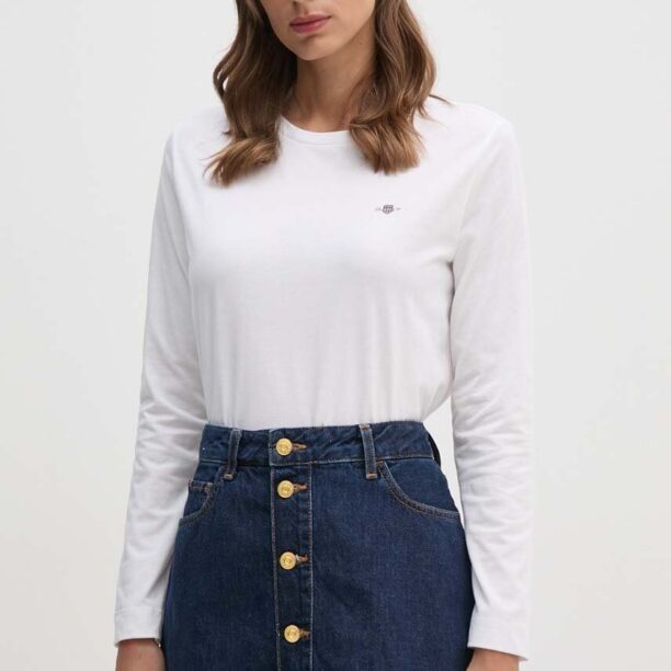 Gant longsleeve din bumbac culoarea alb