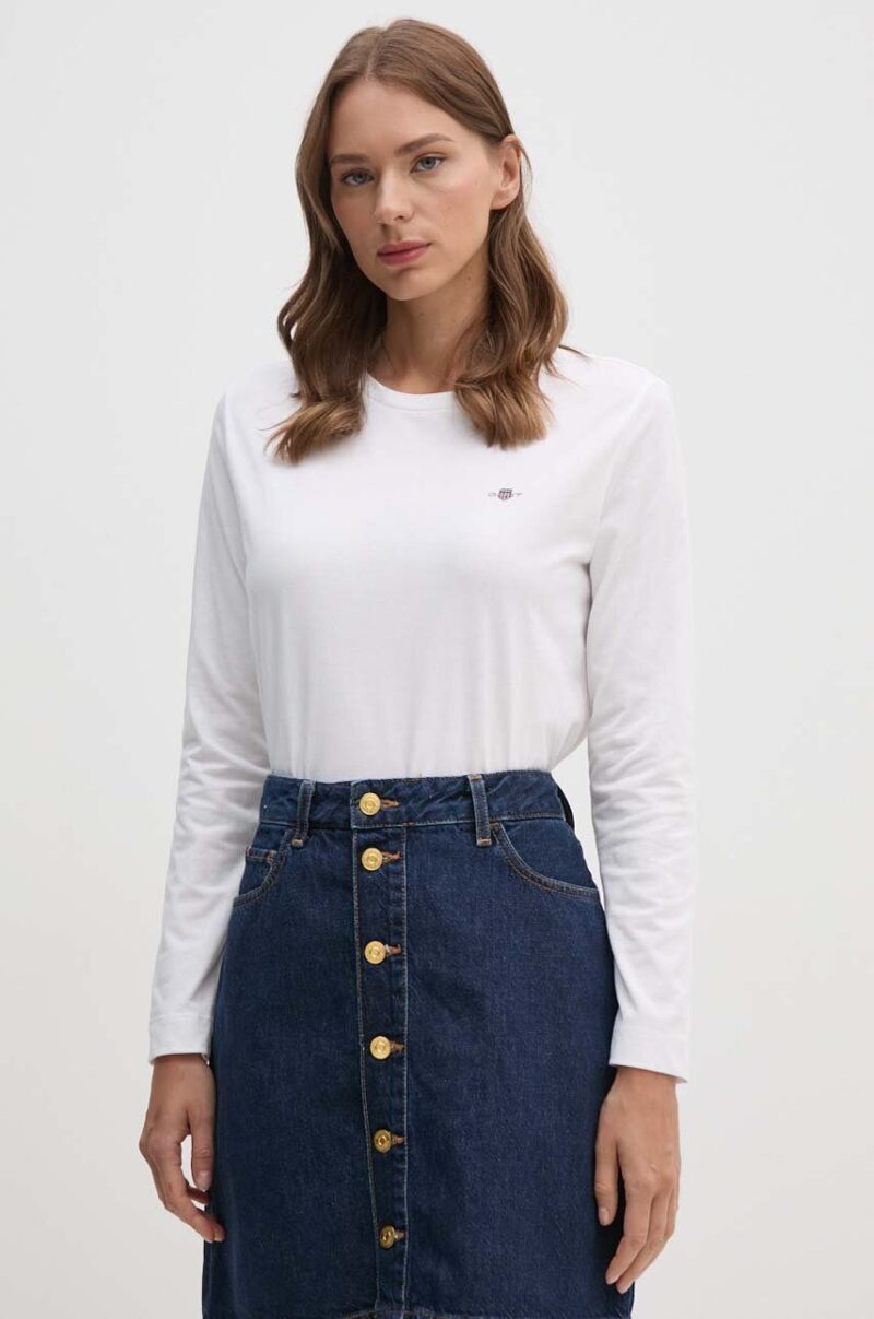 Gant longsleeve din bumbac culoarea alb