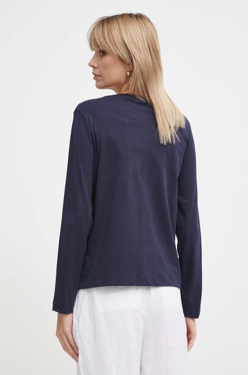 Gant longsleeve din bumbac culoarea albastru marin preţ