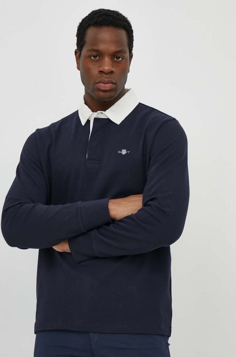 Gant longsleeve din bumbac culoarea albastru marin