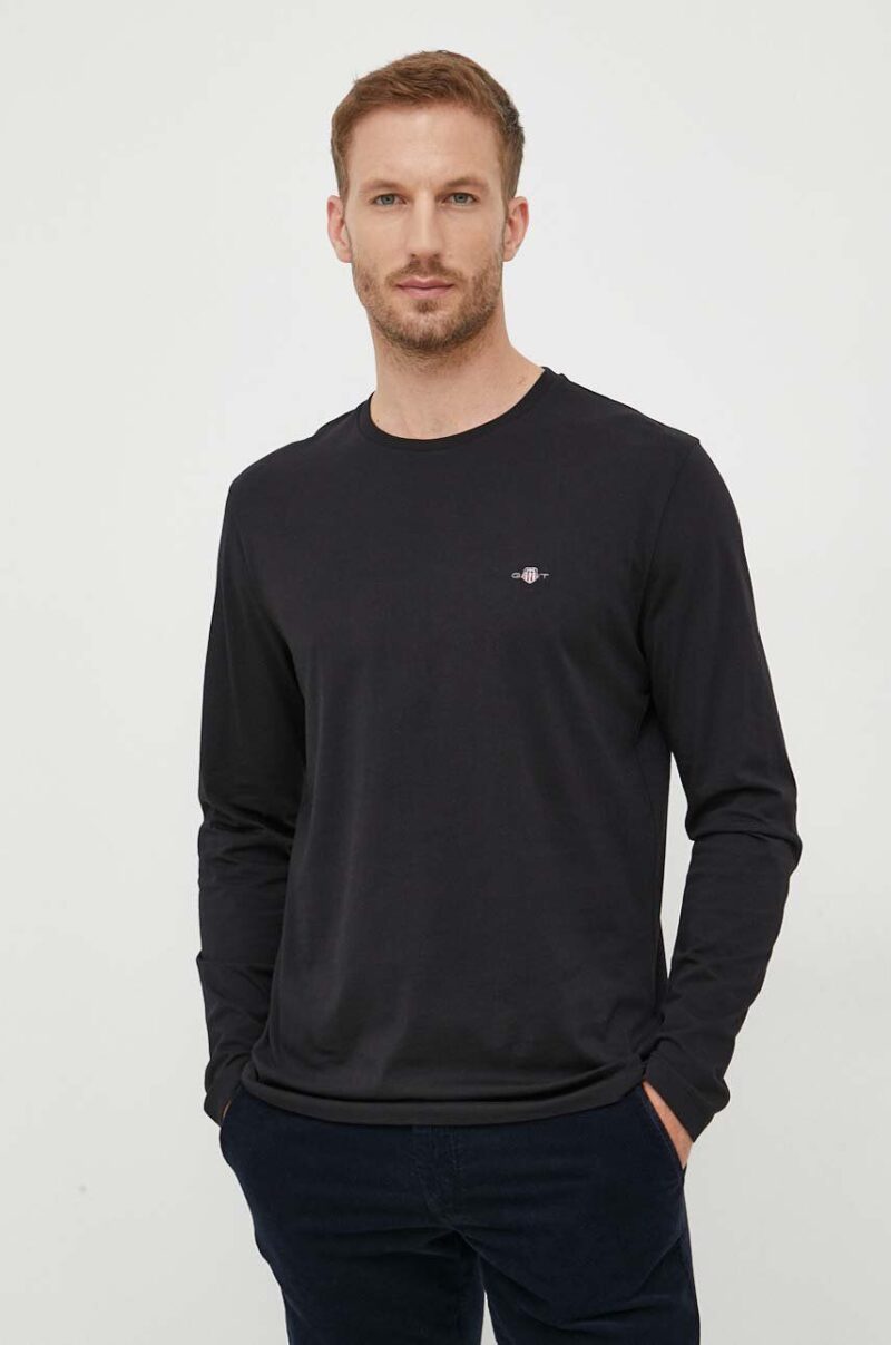 Gant longsleeve din bumbac culoarea negru