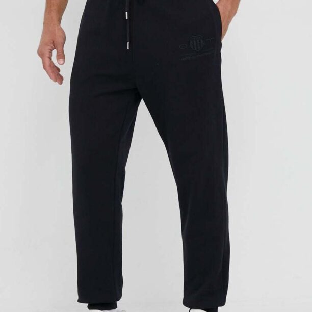 Gant pantaloni de trening din bumbac culoarea negru