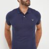 Gant polo de bumbac culoarea albastru marin