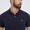 Gant polo de bumbac culoarea albastru marin