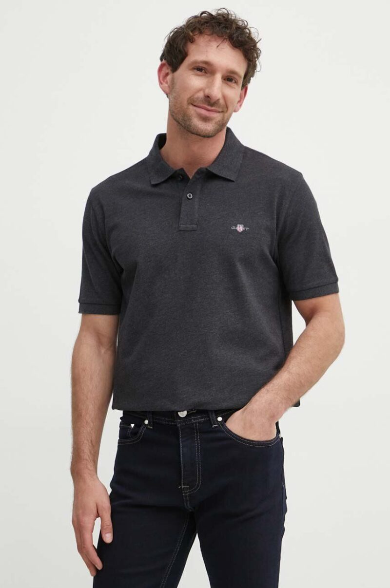 Gant polo de bumbac culoarea gri