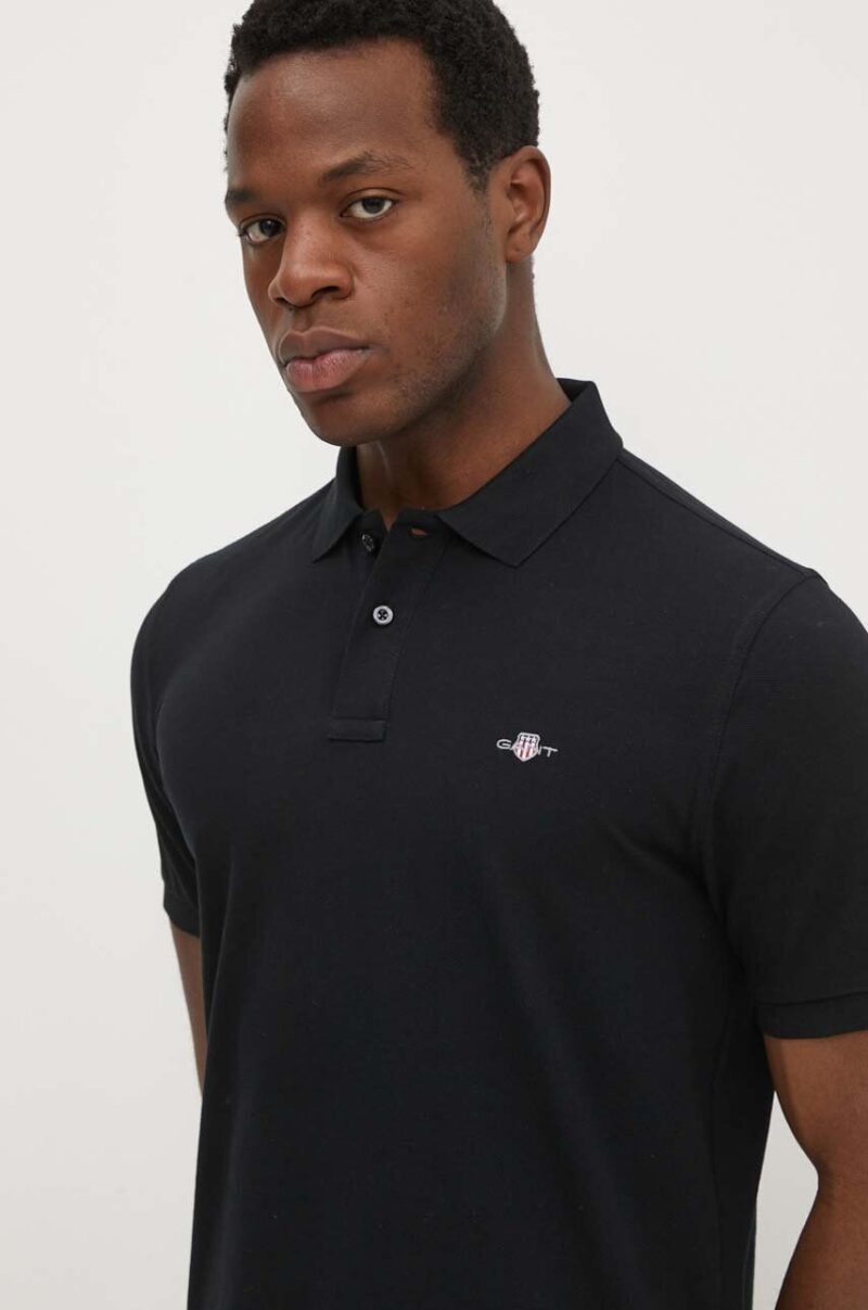 Gant polo de bumbac culoarea negru