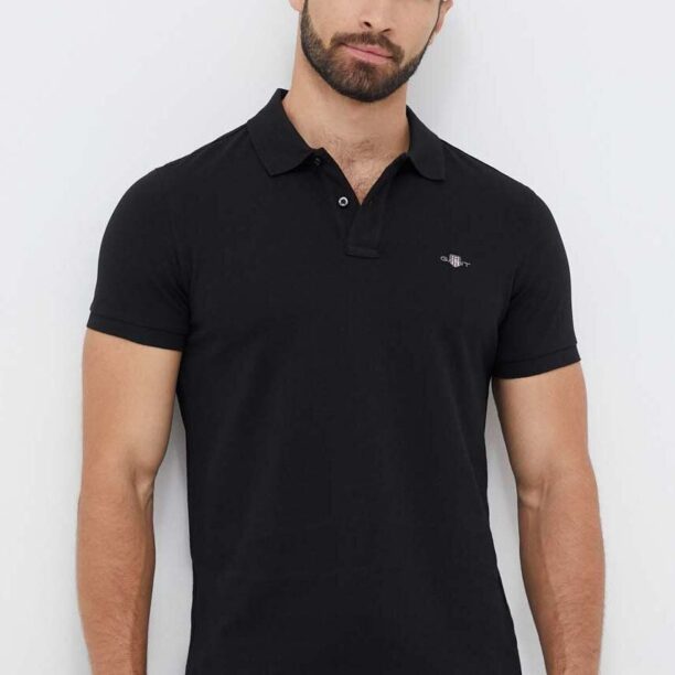 Gant polo de bumbac culoarea negru