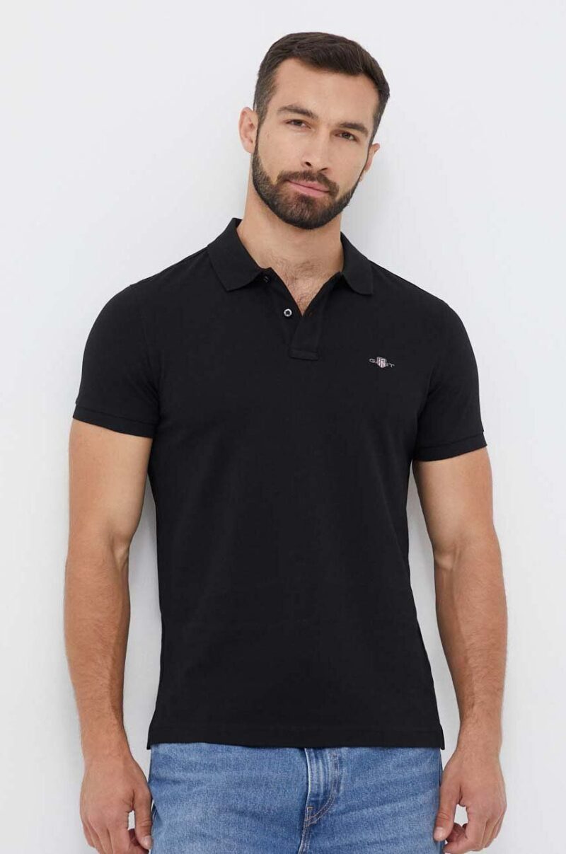 Gant polo de bumbac culoarea negru