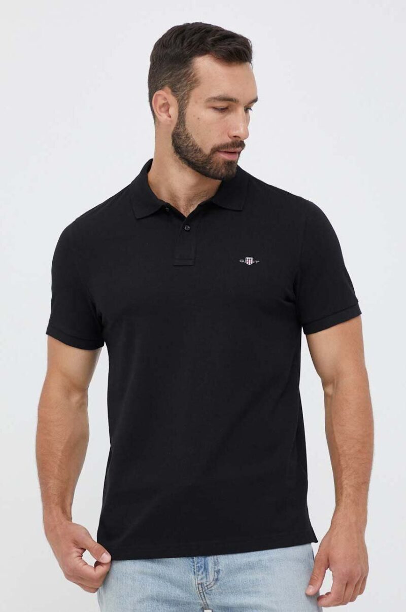 Gant polo de bumbac culoarea negru