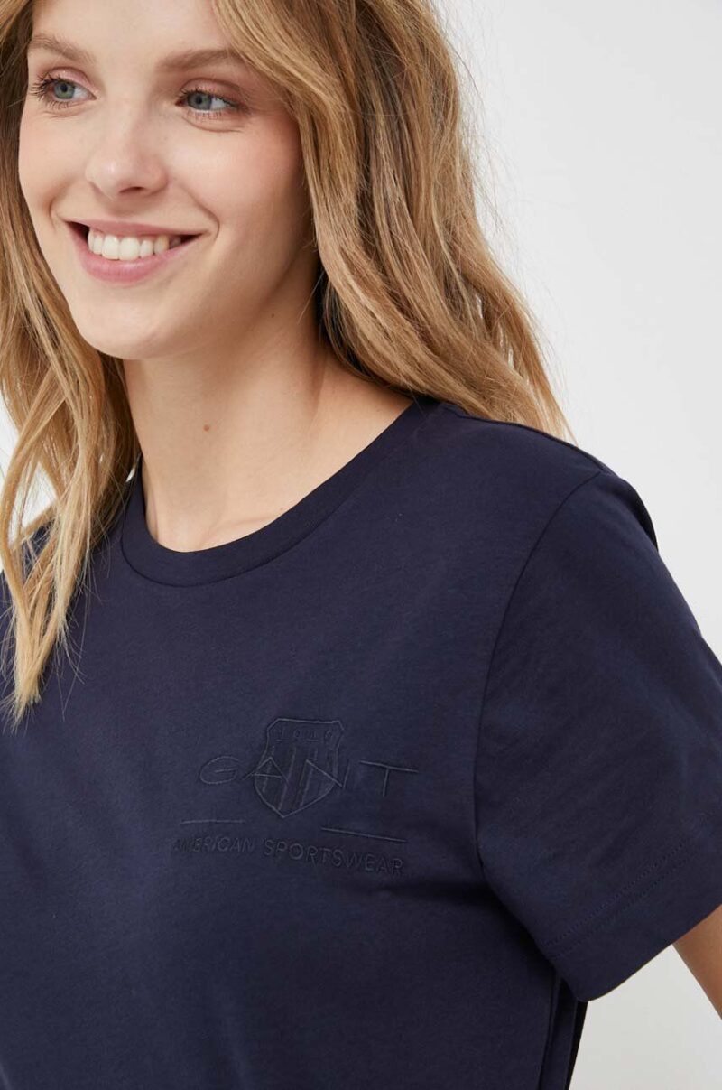 Gant tricou din bumbac culoarea albastru marin