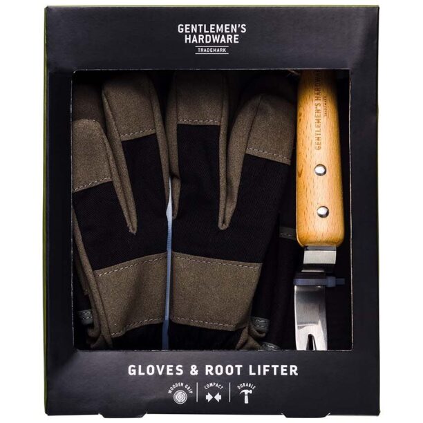 Gentlemen's Hardware set de grădinărit Leather Gloves & Root Lifter 2-pack