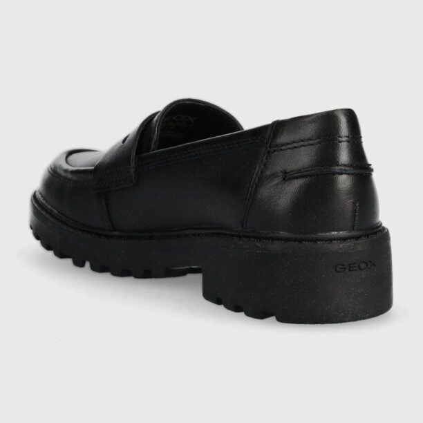 Geox mocasini din piele pentru copii culoarea negru preţ