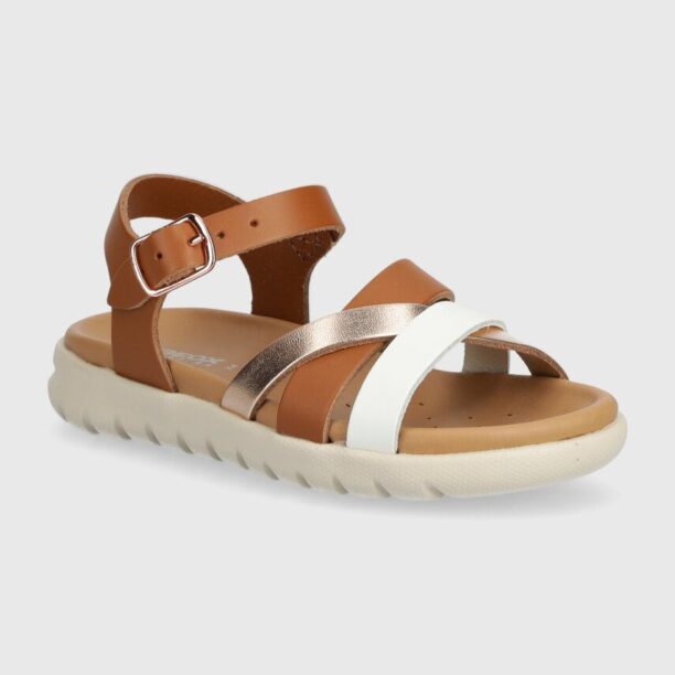 Geox sandale de piele SANDAL SOLEIMA culoarea maro