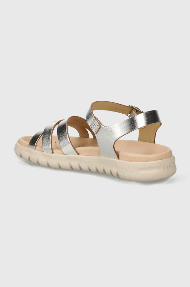 Geox sandale din piele pentru copii SANDAL SOLEIMA culoarea argintiu preţ