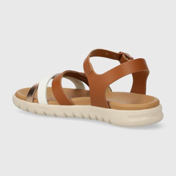 Geox sandale din piele pentru copii SANDAL SOLEIMA culoarea maro preţ