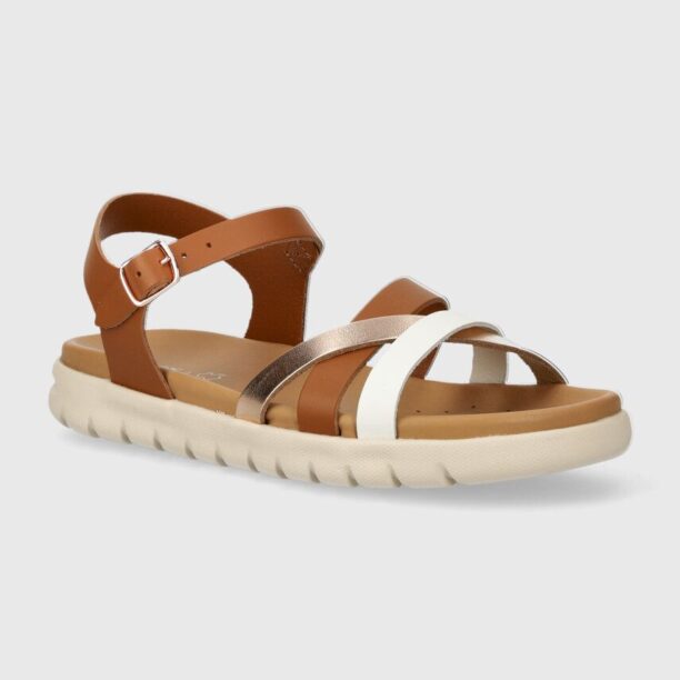 Geox sandale din piele pentru copii SANDAL SOLEIMA culoarea maro