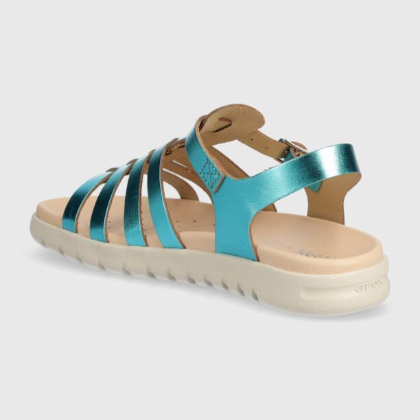 Geox sandale din piele pentru copii SANDAL SOLEIMA culoarea verde preţ