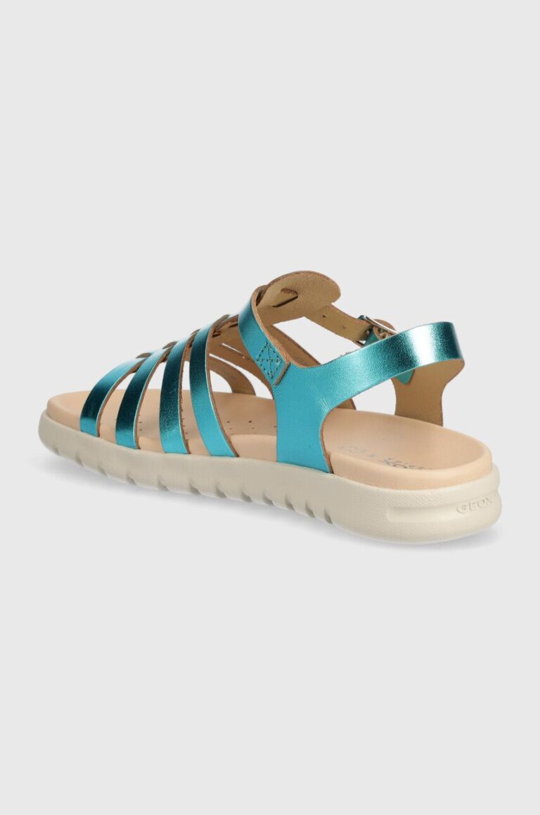 Geox sandale din piele pentru copii SANDAL SOLEIMA culoarea verde preţ