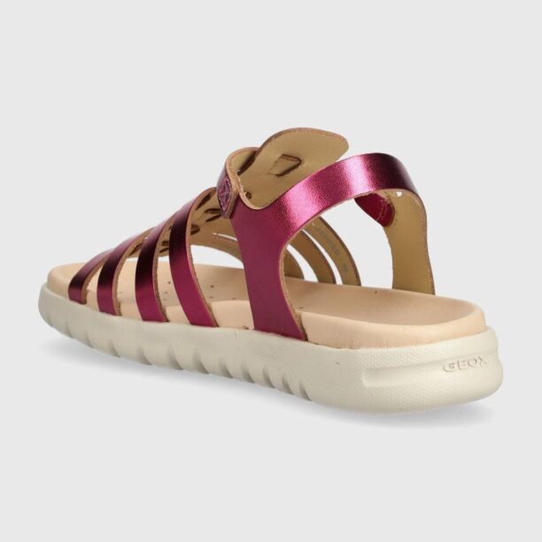 Geox sandale din piele pentru copii SANDAL SOLEIMA culoarea violet preţ