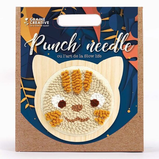 Graine Creative trusa de broderie Cat Punch Needle Kit