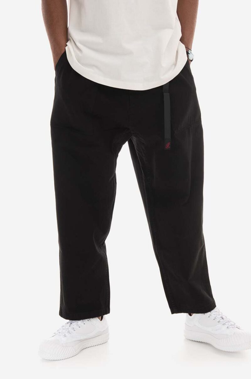 Gramicci pantaloni de bumbac Loose Tapered Pant culoarea negru