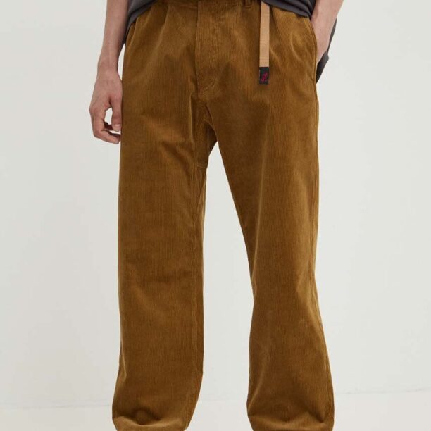 Gramicci pantaloni de catifea cord Corduroy Gramicci Pant culoarea maro