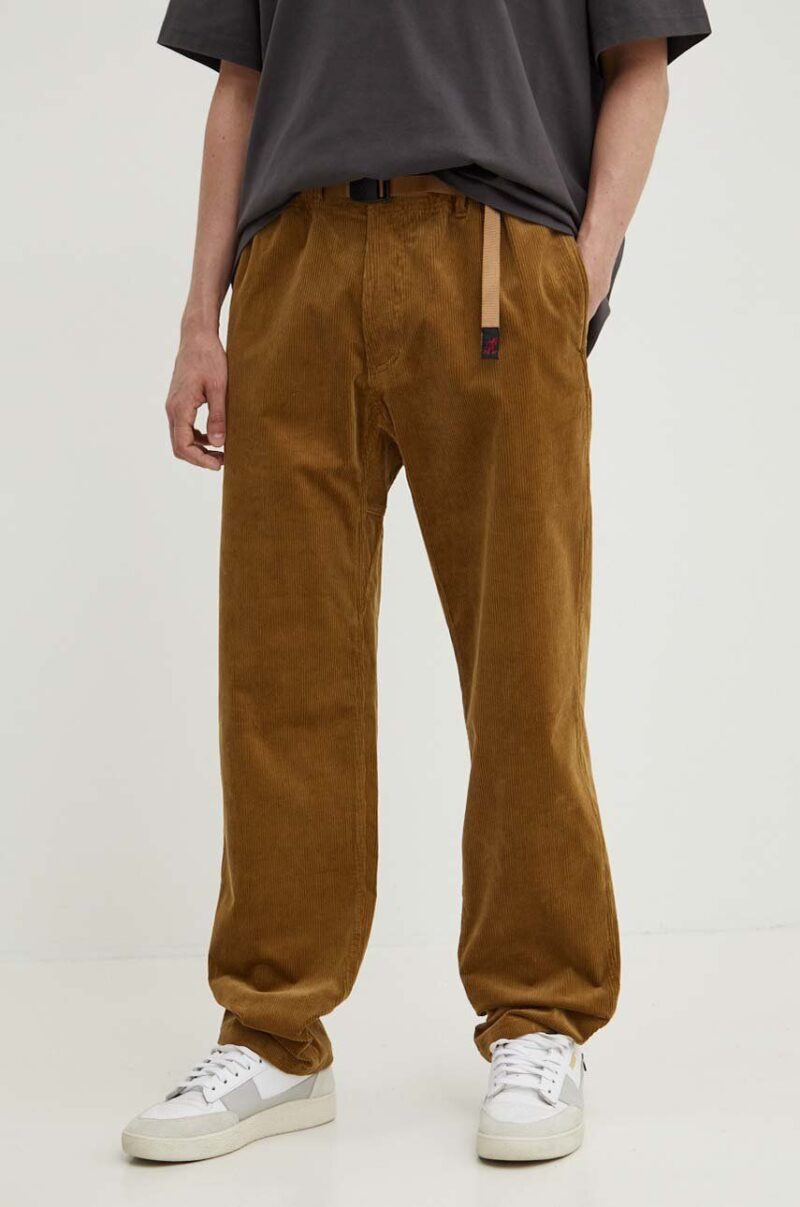 Gramicci pantaloni de catifea cord Corduroy Gramicci Pant culoarea maro