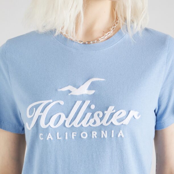 Preţ HOLLISTER Tricou  albastru deschis / alb