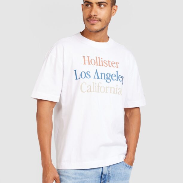 HOLLISTER Tricou  bej / albastru deschis / portocaliu / alb