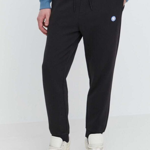 HUGO Blue pantaloni de trening din bumbac culoarea negru