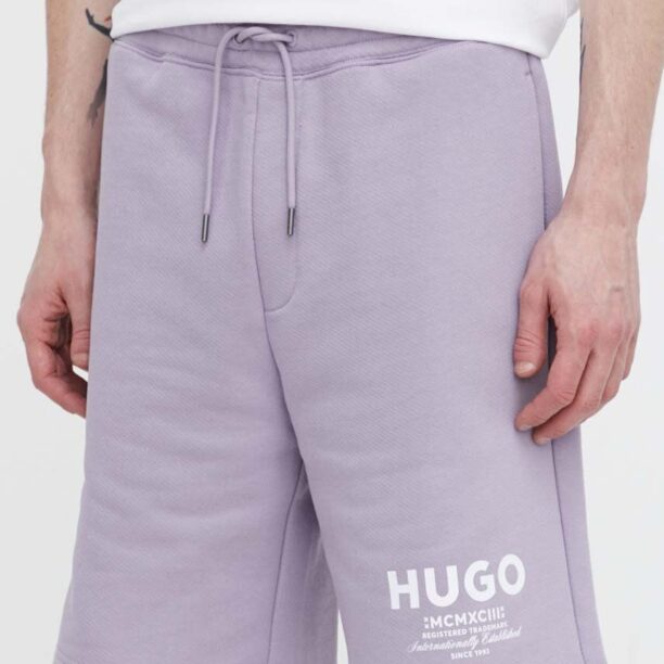 HUGO Blue pantaloni scurți din bumbac culoarea violet 50510728