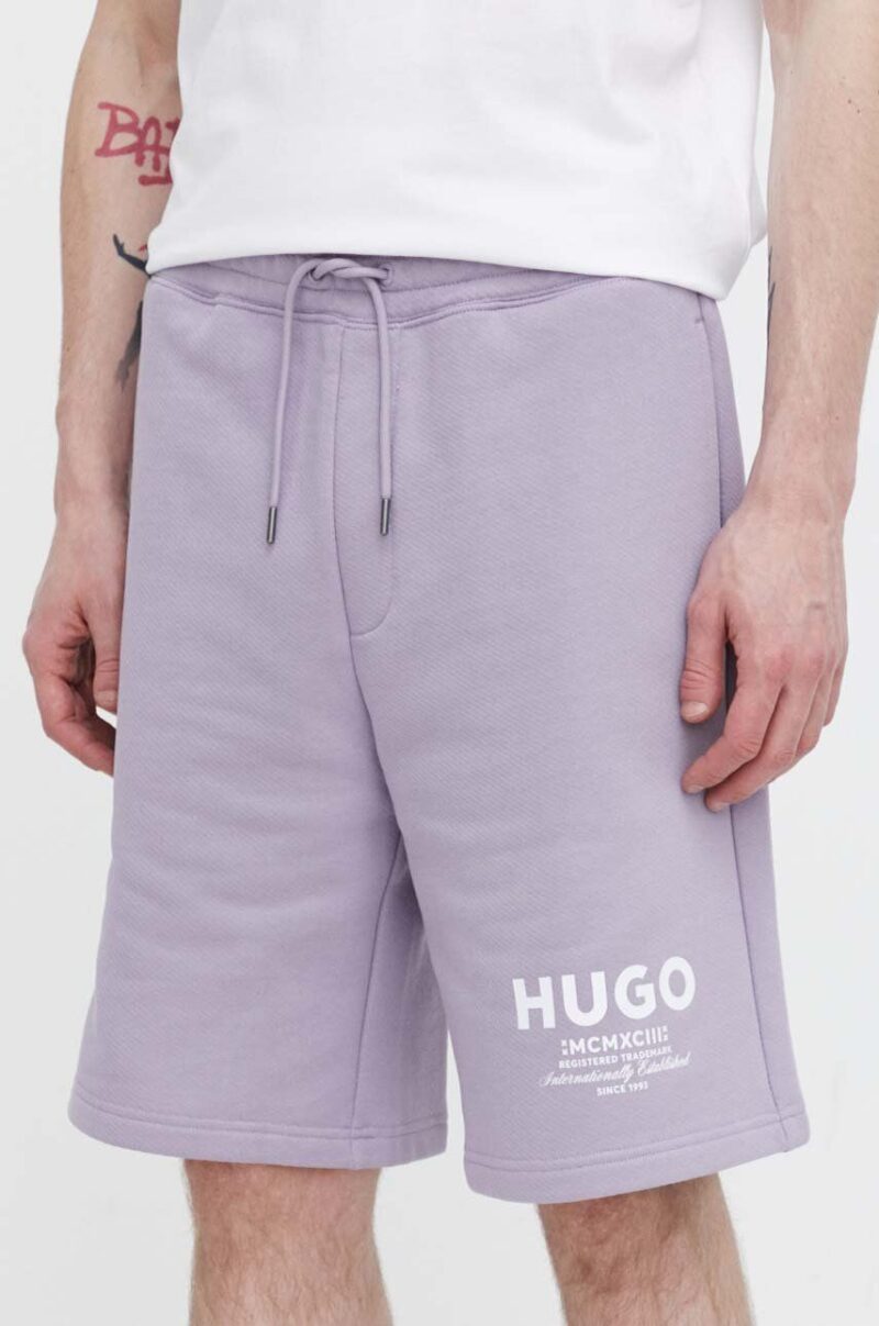 HUGO Blue pantaloni scurți din bumbac culoarea violet 50510728